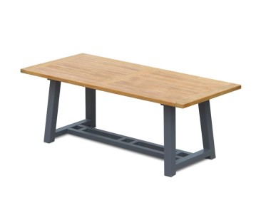 Teak Garden Trestle Table, Rectangular with Aluminium Legs – 2m