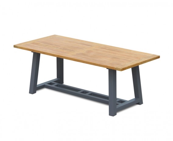 Teak Garden Trestle Table, Rectangular with Aluminium Legs – 2m