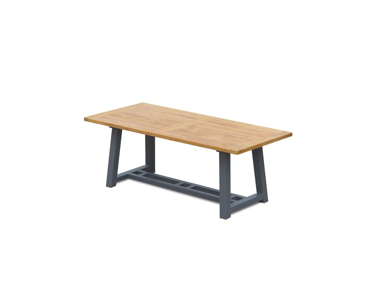 Teak Garden Trestle Table, Rectangular with Aluminium Legs – 2m