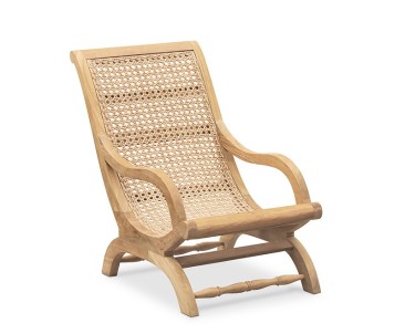 Riviera Outdoor Lounge Chair, Teak and Rattan Lazy Chair