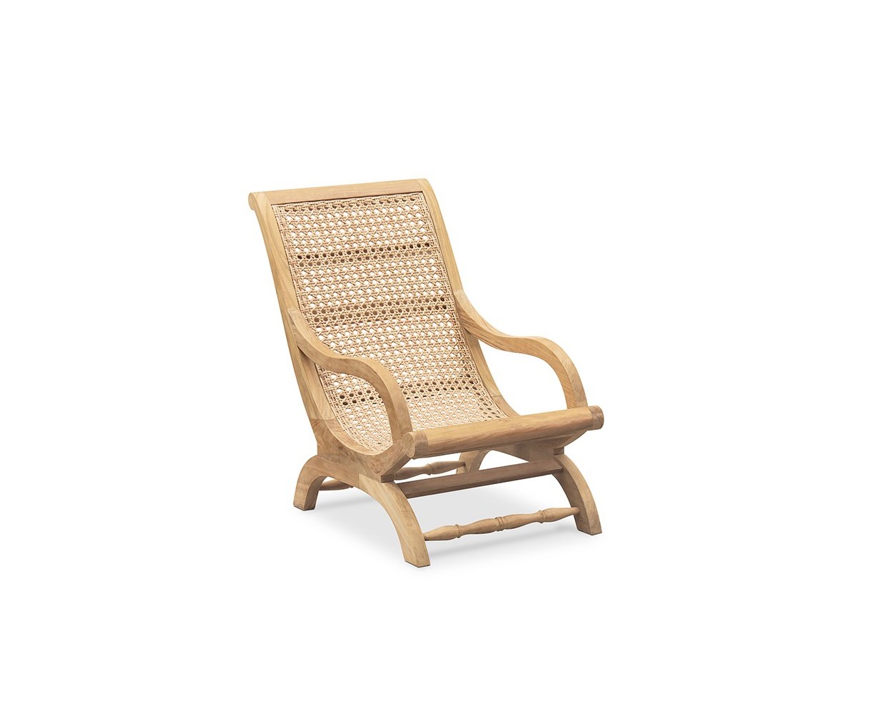 Riviera Outdoor Lounge Chair Teak and Rattan Lazy Chair