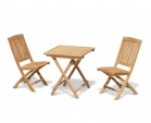 Rimini Folding Teak Square Table 0.7m and 2 Bali Side Chairs