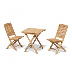 Rimini Folding Teak Square Table 0.7m and 2 Bali Side Chairs