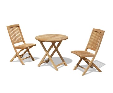 Suffolk 2 Seater Teak Folding Garden Table and Chairs Set