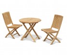Suffolk 2 Seater Teak Round Garden Table and Rimini Folding Chairs Set