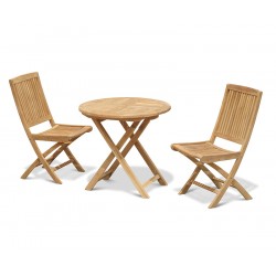 Suffolk Teak Folding Outdoor Dining Set For Two