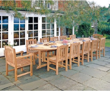 Hilgrove 12 Seater 4m Teak Oval Dining Set with Armchairs and Side Chairs - Side Chairs