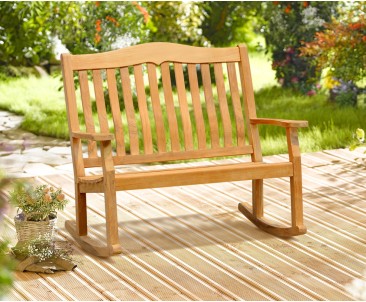 Rose Garden Teak 2 Seater Rocking Outdoor Bench – 1.2m