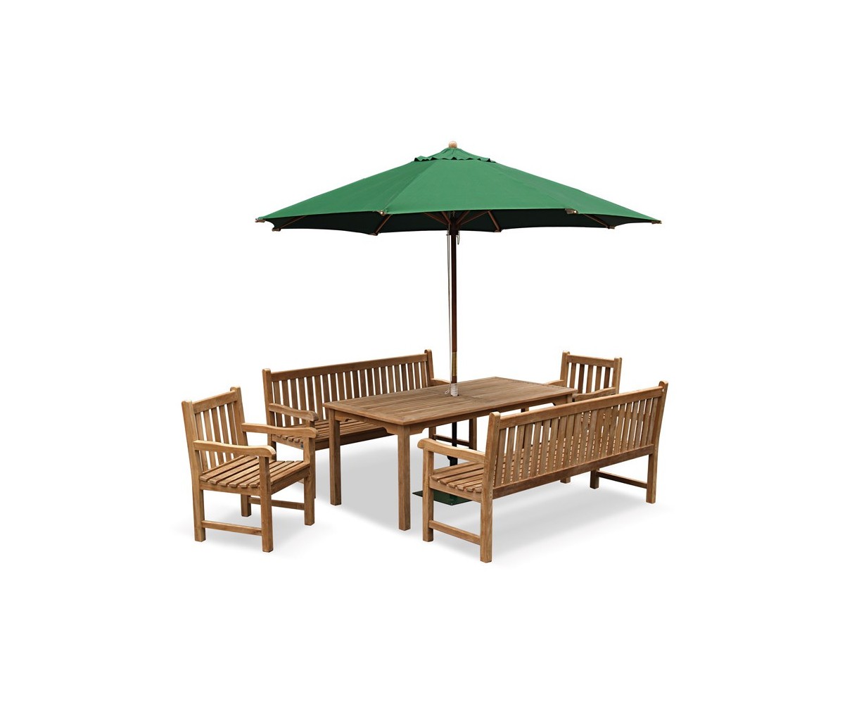 Sandringham Teak Benches, Table and Chairs Set