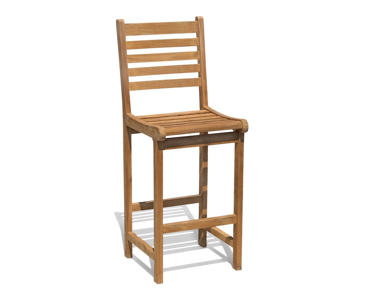 Yale Teak Garden Bar Stool With Back