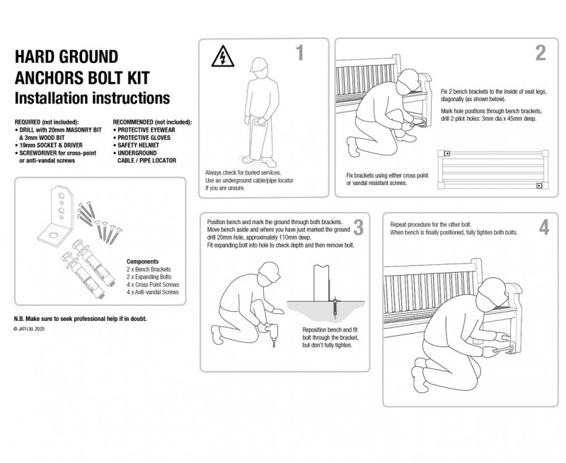 Ground Anchor, Garden Furniture Bench Anchor for Concrete Fitting