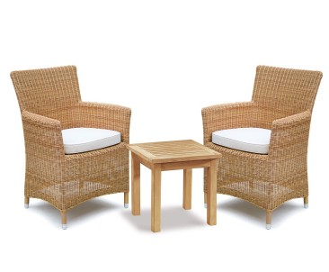 Riviera 2 Seater Side Table and Rattan Armchairs Set