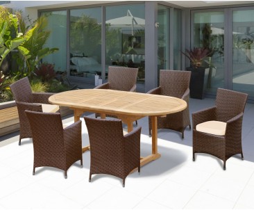 Brompton Bijou Double Leaf Extending Table and Riviera Armchairs Set