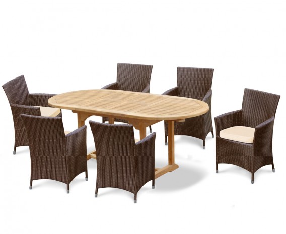 Brompton Bijou Double Leaf Extending Table and Riviera Armchairs Set