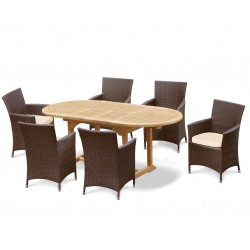 Brompton Bijou Double Leaf Extending Table and Riviera Armchairs Set