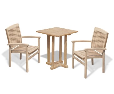 Canfield Square 60cm Table with 2 Bali Stacking Chairs Set