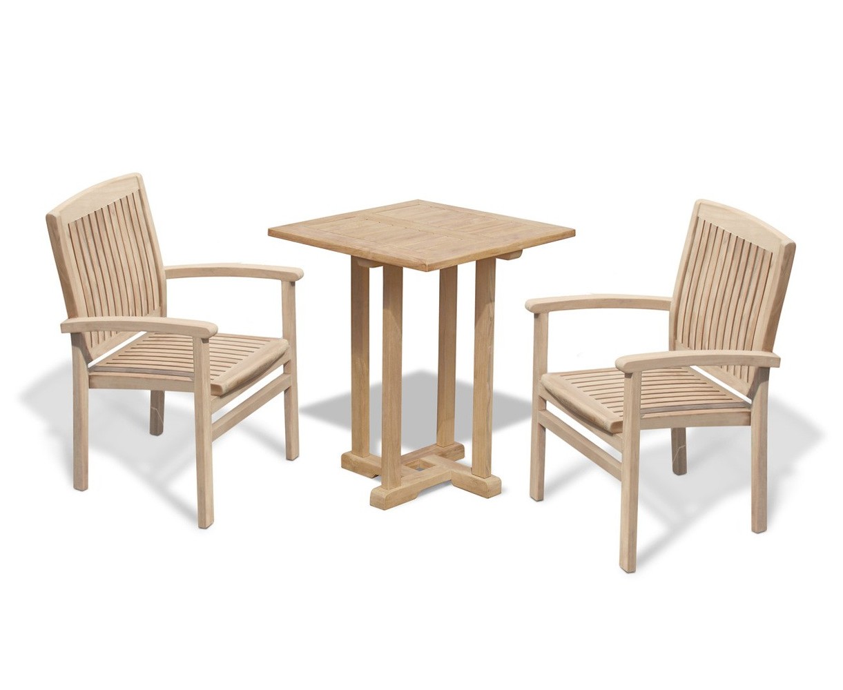 Canfield Square 60cm Table with 2 Bali Stacking Chairs Set