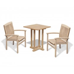 Canfield Square 60cm Table with 2 Bali Stacking Chairs Set