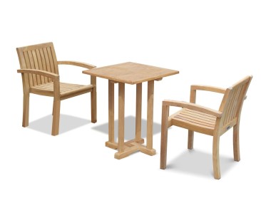 Canfield Square 60cm Table with 2 Monaco Stacking Chairs Set