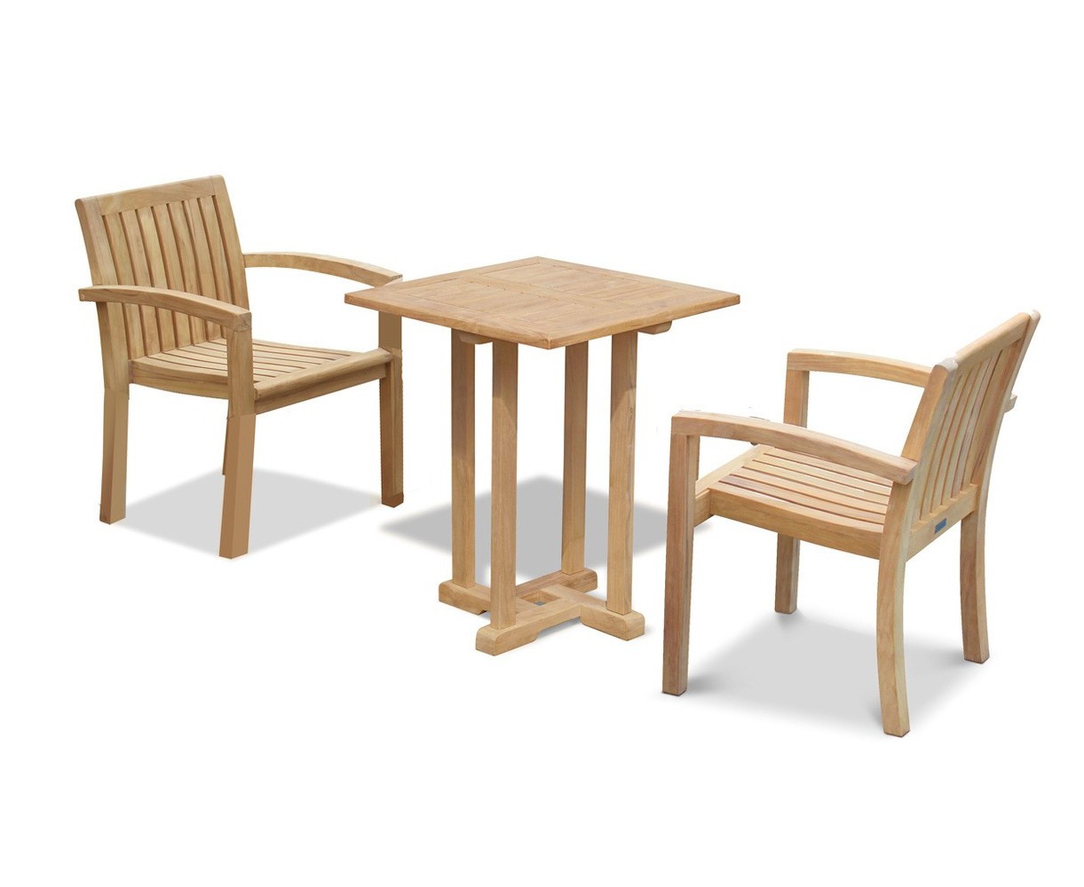 Canfield Square 60cm Table with 2 Monaco Stacking Chairs Set