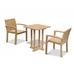 Canfield Square 60cm Table with 2 Monaco Stacking Chairs Set