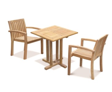 Canfield Square 70cm Table with 2 Monaco Stacking Chairs Set