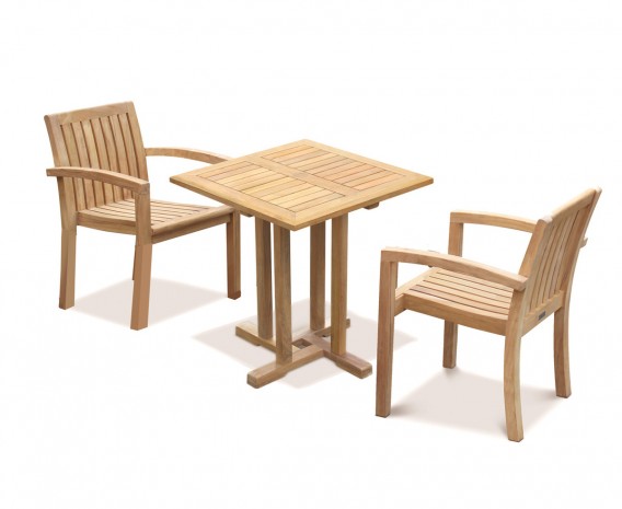 Canfield Square 70cm Table with 2 Monaco Stacking Chairs Set