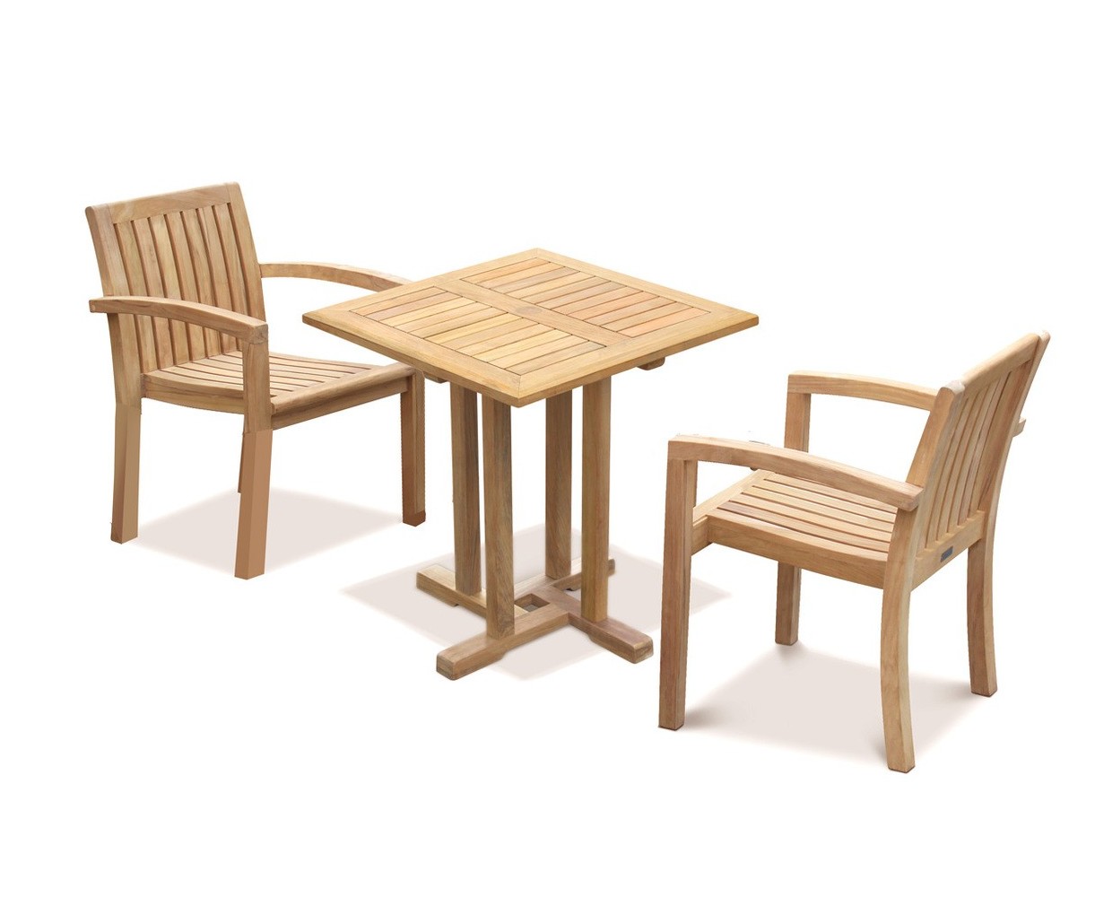 Canfield Square 70cm Table with 2 Monaco Stacking Chairs Set