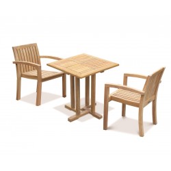 Canfield Square 70cm Table with 2 Monaco Stacking Chairs Set