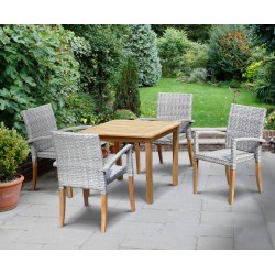 St Tropez Teak and Rattan Table and Chairs Set
