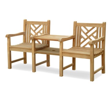 Princeton Vista Teak Garden Companion Seat - Jack and Jill Seat