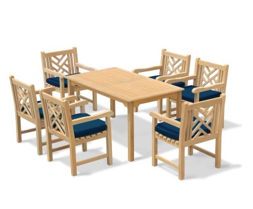 Sandringham 6 Seater Garden Table 1.5m & Princeton Armchairs