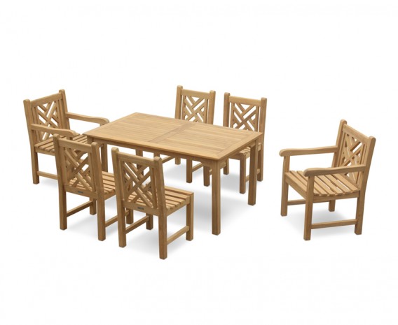 6 Seater Garden Set with Sandringham Rectangular Table 1.5m, Princeton Side Chairs & Armchairs
