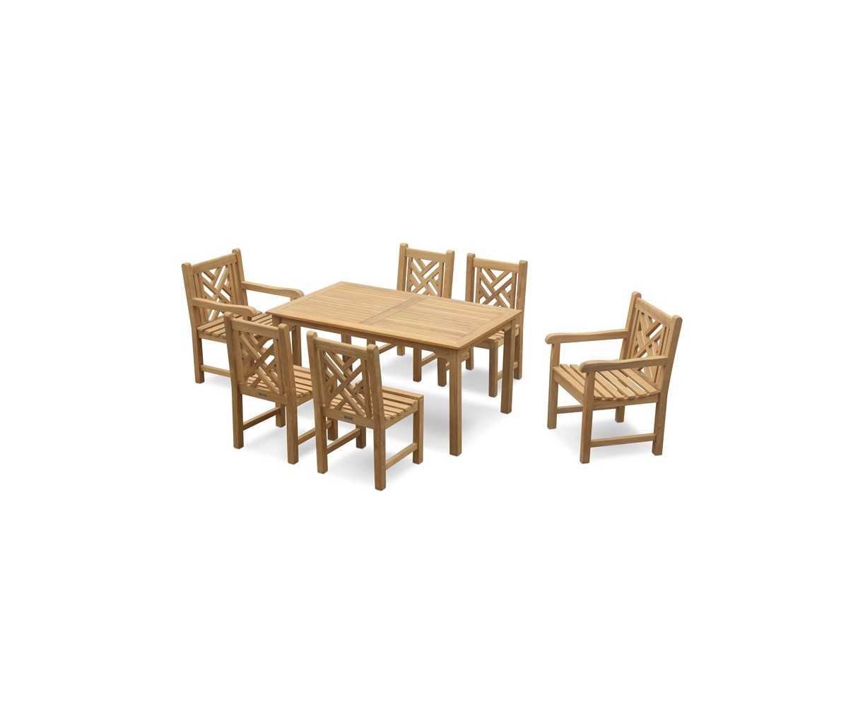 6 Seater Garden Set with Sandringham Rectangular Table 1.5m, Princeton Side Chairs & Armchairs