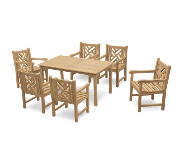 Sandringham 6 Seater Garden Table 1.5m & Princeton Armchairs