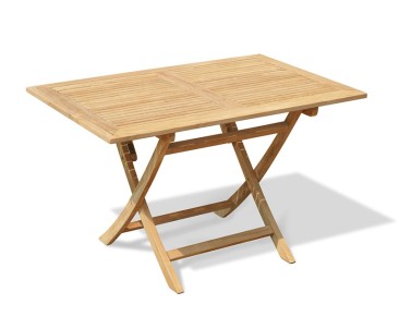 Rimini Teak Rectangular Folding Garden Table 120cm | Oblong Garden Table - 2 Seater Dining Tables