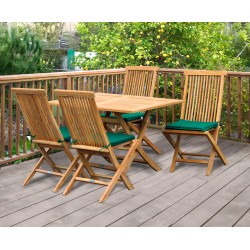 Rimini Rectangular Garden Folding Table and Chairs Set - Outdoor Patio Wooden Dining Set