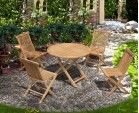 Suffolk Round Teak Table 1m and 4 Chester Folding Chairs Set