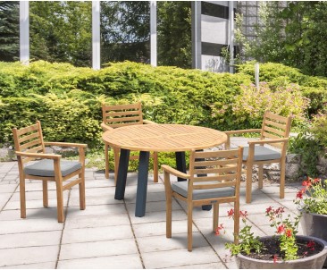 Disk 4 Seater Teak and Metal Dining Set and Yale Stacking Chairs