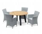 Disk 4 Seater Teak and Metal Dining Set and Riviera Armchairs