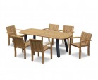 Disk 6 Seater Oval Teak and Metal Dining Set & Monaco Stacking Chairs