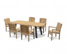 Disk 6 Seater Oval Teak and Metal Dining Set and Bali Stacking Chairs