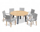 Disk 6 Seater Teak and Metal Dining Set with St. Tropez Stacking Chairs
