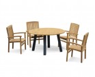 Disk 4 Seater Teak and Metal Dining Set and Bali Stacking Chairs