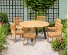 Disk 6 Seater Teak and Metal Dining Set and Hilgrove Stacking Chairs