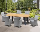 Disk 6 Seater Oval Teak and Metal Dining Set and Riviera Armchairs