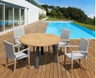 Disk 4 Seater Teak and Metal Dining Set and St. Tropez Stacking Chairs