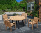 Disk 4 Seater Teak and Metal Dining Set and Monaco Stacking Chairs