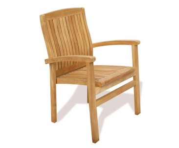 Disk 4 Seater Teak and Metal Dining Set and Bali Stacking Chairs