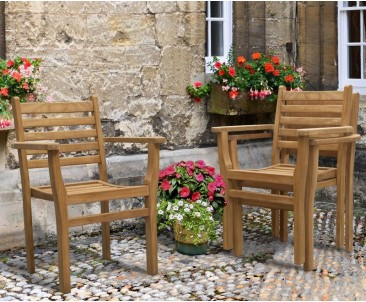 Disk 4 Seater Teak and Metal Dining Set and Yale Stacking Chairs